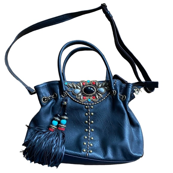 Mary Frances Black Leather Beaded Bag - Picture 4 of 15